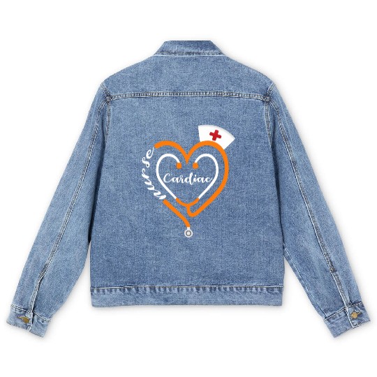 Cardiac Nurse Halloween Stethoscope He Rn Men's Denim Jackets