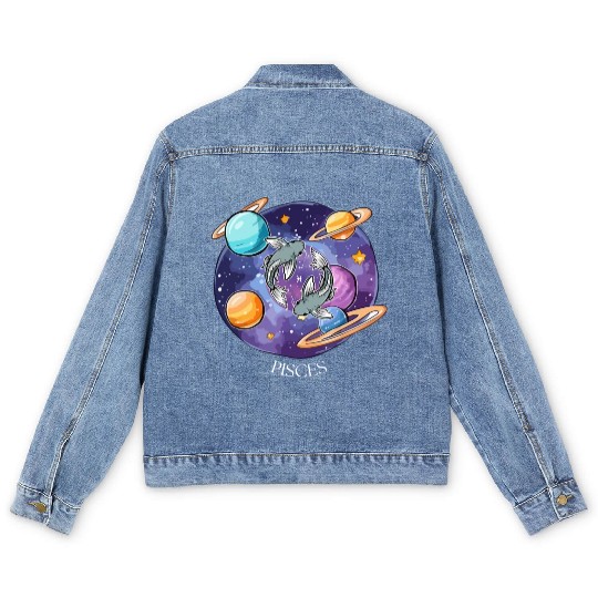 Pisces zodiac sign Men's Denim Jackets
