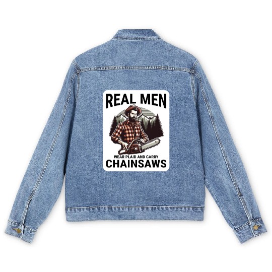 Lumberjack Woodworker Woodcutter Chainsaw Arborist Men's Denim Jackets