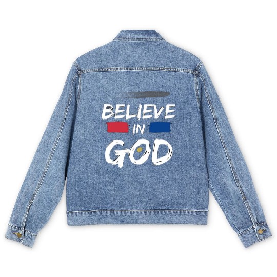 Never give up Men's Denim Jackets