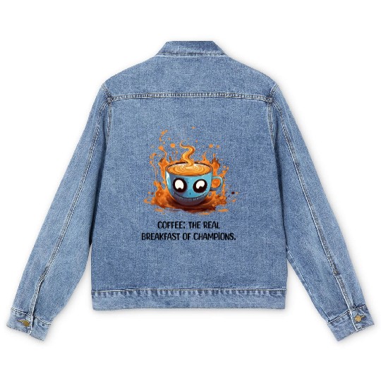 Coffee The Real Breakfast Of Champions Men's Denim Jackets