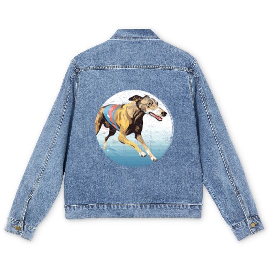 Greyhound Racing Dog Breed Race Greyhound Owner Men's Denim Jackets