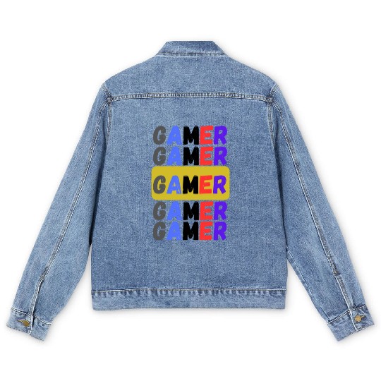 Distressed Retro Gamer Men's Denim Jackets
