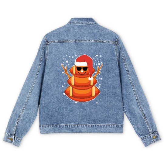 Rugby Snowman American Football Snowing Men's Denim Jackets