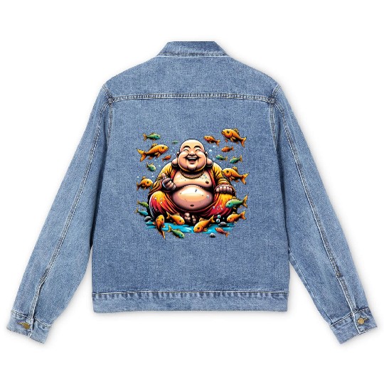 Buddhism and Underwater World - Peaceful Diving Men's Denim Jackets