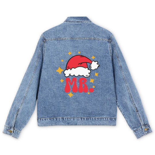 Mr And Mrs Claus Christmas Couples Matching Pajama Men's Denim Jackets