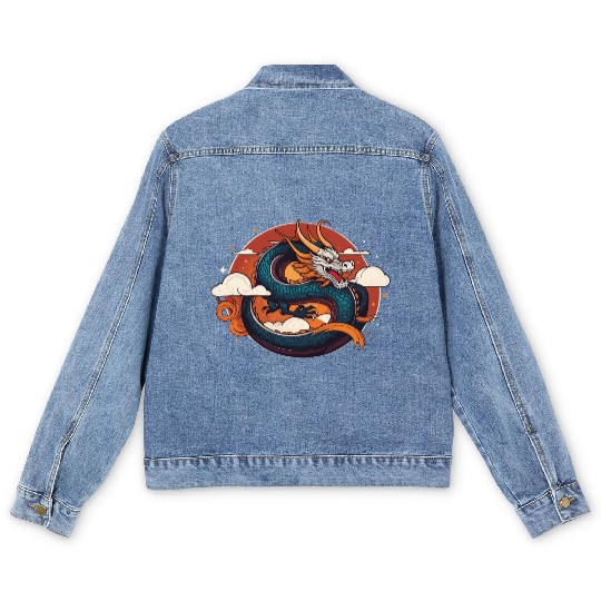 a traditional Chinese dragon Men's Denim Jackets