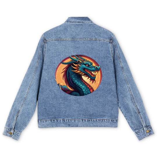 traditional Chinese dragon Men's Denim Jackets