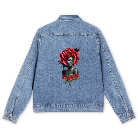 Black girl, black girl magic, cool black girl Men's Denim Jackets