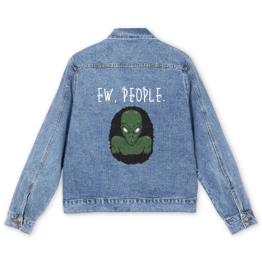 Ew People Scary Alien Shape Men's Denim Jackets