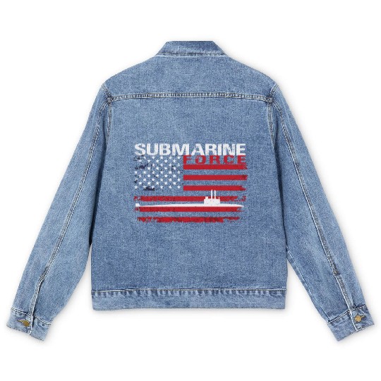 Submarine Force Usa Flag White Stars Men's Denim Jackets