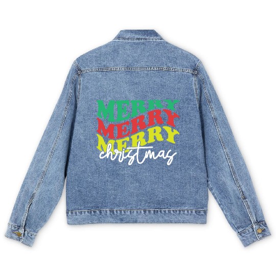 Merry merry merry Christmas, Xmas Design Men's Denim Jackets