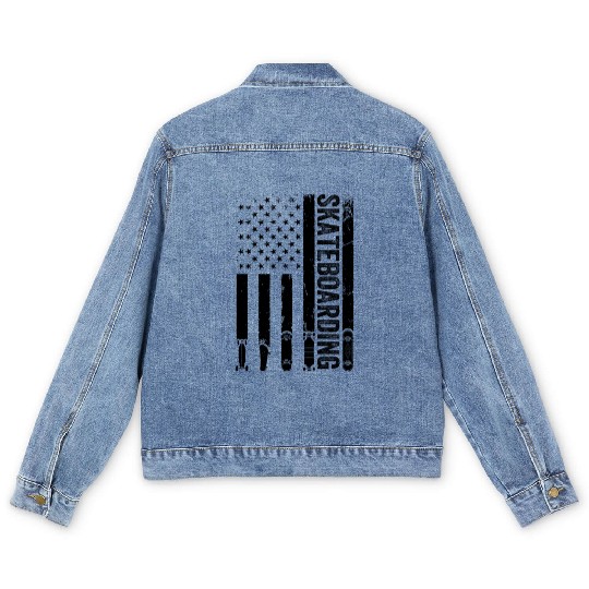 Skatepark Skateboarding US Flag Men's Denim Jackets