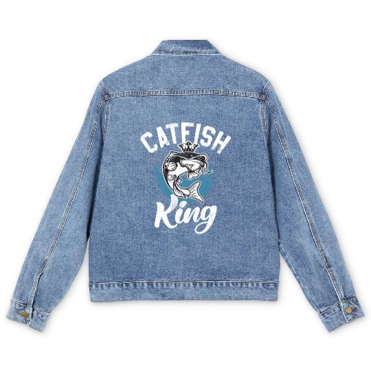 Catfish King Catfishing Angler Noodler Fisherman Men's Denim Jackets