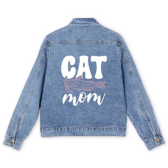 Cat Mom Catfish Catfishing Angler Noodler Men's Denim Jackets