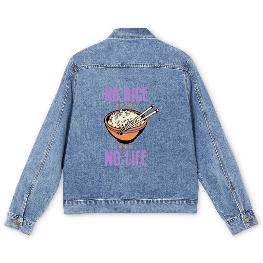 No Rice No Life Asian Food Lover Japanese Cuisine Men's Denim Jackets