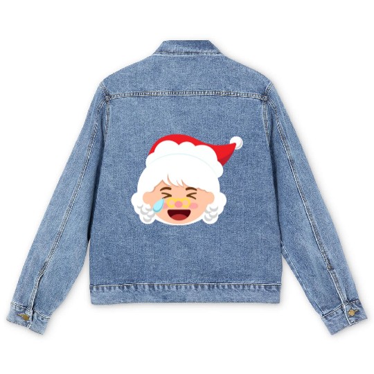 Mrs Claus Emoticons Cry Laughing Loud Christmasmrs Men's Denim Jackets