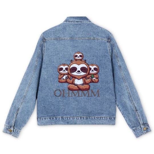 Lazy Meditation Relaxation Sloth Chillers Men's Denim Jackets