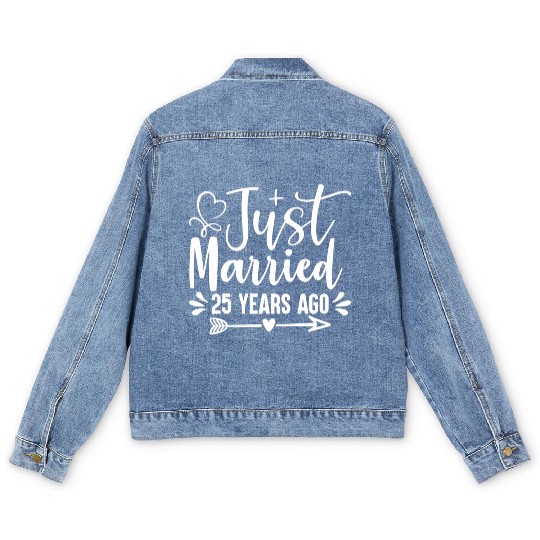 Just Married 25 Years Ago 25Th Wedding Anniversary Men's Denim Jackets