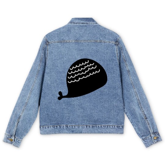 Lonely Black Whale In The Ocean Men's Denim Jackets