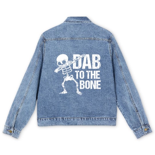 Dab To The Bone Dancing Skeleton Halloween Men's Denim Jackets