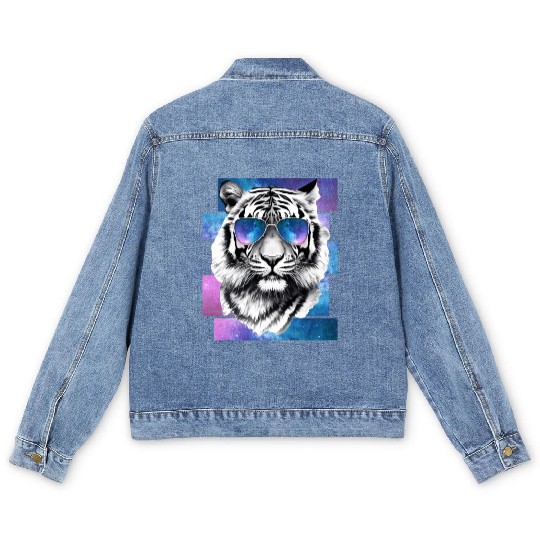 Tiger Space Glasses Galaxy Sunglasses Vaporwave Ae Men's Denim Jackets