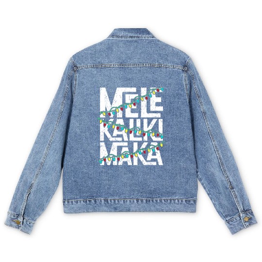 Mele Kalikimaka Hawaiian Christmas Holidays Themed Men's Denim Jackets