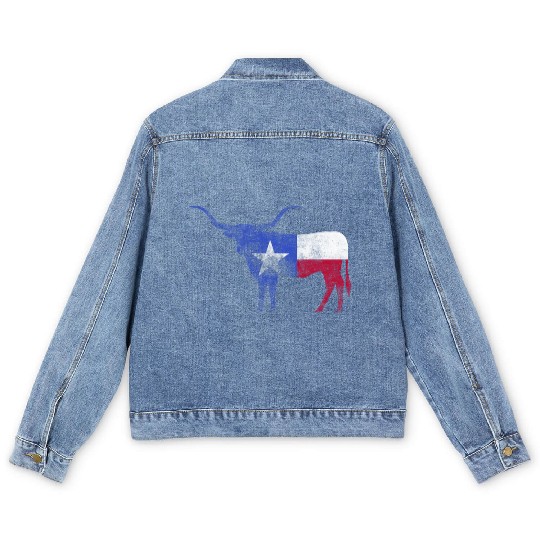 Texas Flag Texas Flag Longhorn Bull Tx Men's Denim Jackets