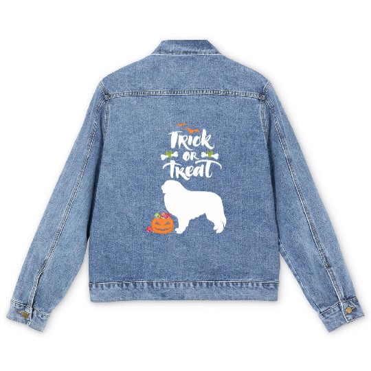 Trick Or Treat Great Pyrenees Dog Halloween Men's Denim Jackets