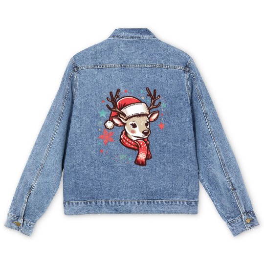 christmas Reindeer Men's Denim Jackets
