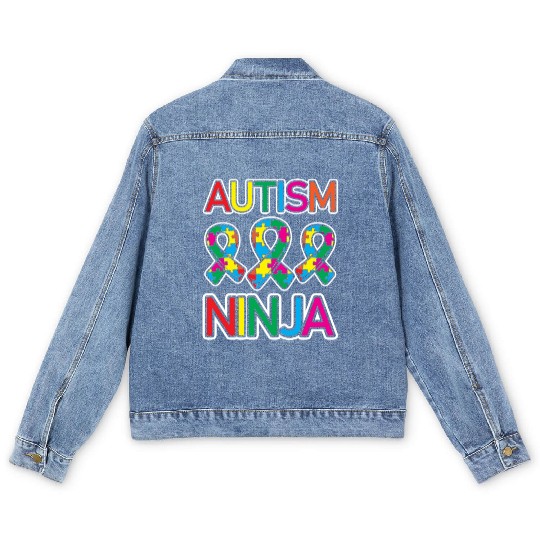 Autism Ninja Autistic Warrior Asperger Syndrome Men's Denim Jackets