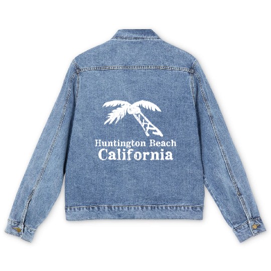 Huntington Beach California Palm Tree Souvenirs Men's Denim Jackets