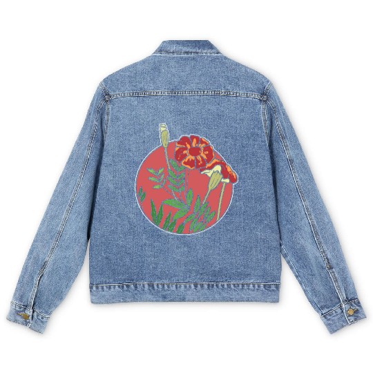 Mexican Marigold Nature Lover Gift Men's Denim Jackets