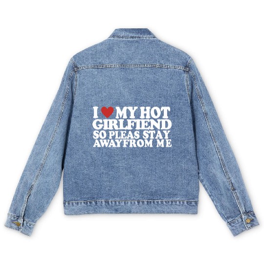 I Heart My Girlfriend So Please Stay Away Couples Men's Denim Jackets
