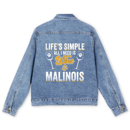 Belgian Malinois Dog Dog Wine Saying Pun Quote Men's Denim Jackets