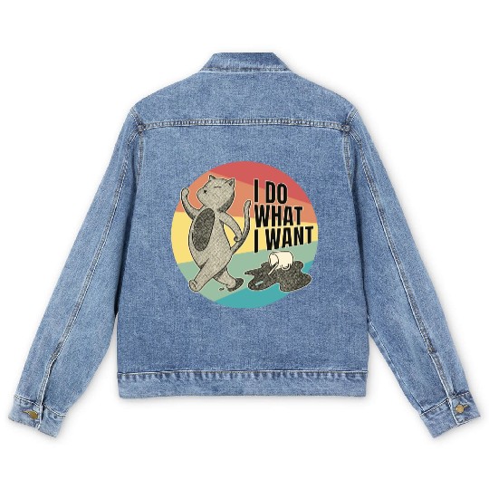 Feline Sass - Cat's Independent Spirit Men's Denim Jackets