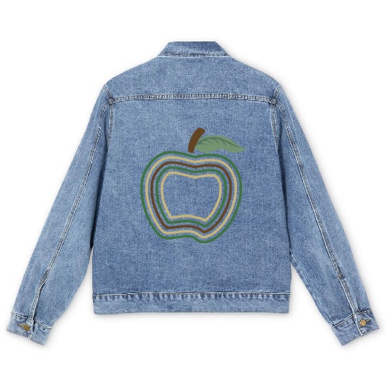 School Men's Denim Jackets, Camo Apple First Day Of School Men's Denim Jackets,