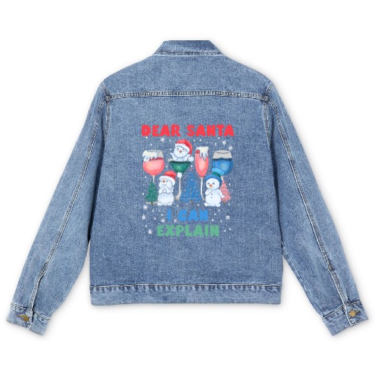 Schneemann Dear Santa I can Explain Funny Men's Denim Jackets