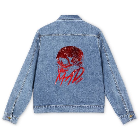 Red Skull with Lightning Graffiti Men's Denim Jackets