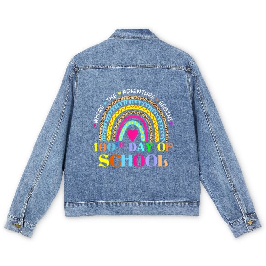 100th Day Of School Teacher 100 Days Smarter Men's Denim Jackets