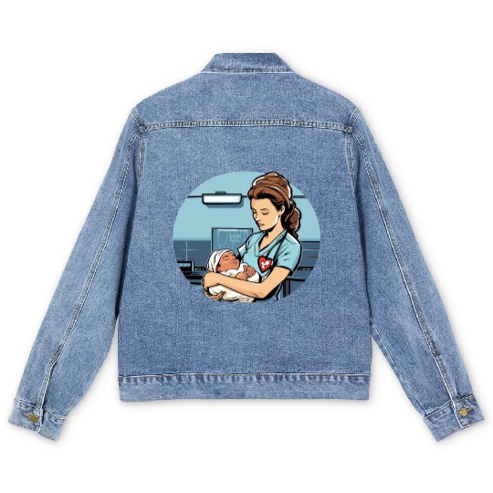 Registered Nurse Medical Medicine Neonatal Nurse Men's Denim Jackets