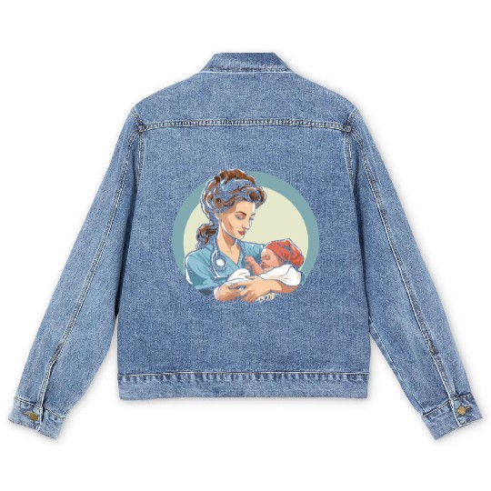 Registered Nurse Medical Medicine Neonatal Nurse Men's Denim Jackets
