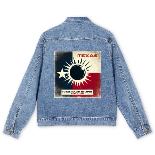 Texas Total solar eclipse 2024 Men's Denim Jackets