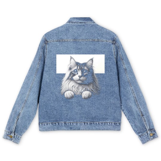 More Treats persian 1- Cute realistic cat drawing Men's Denim Jackets