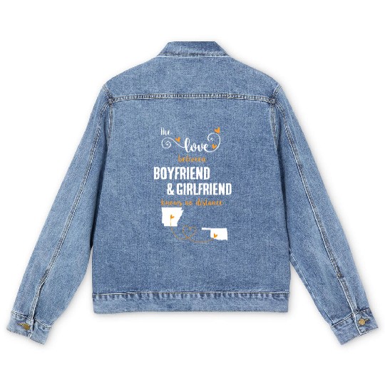 Love Between BF And GF Arkansas To Oklahoma Gift Men's Denim Jackets