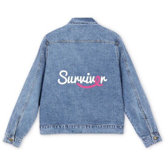 Breast Cancer Survivor K Ribbon Breast Cancer Awar Men's Denim Jackets