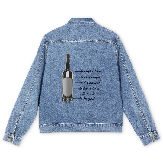Funny Wine Bottle Synchronic, Drunk Man Diary. Men's Denim Jackets