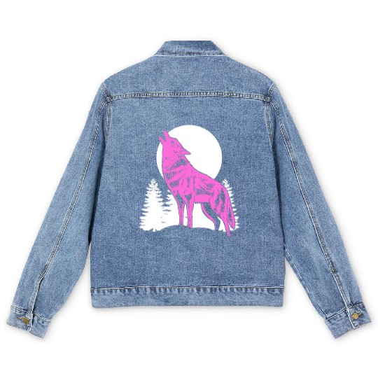 Mountain Wolf Furry Owner Gift Men's Denim Jackets