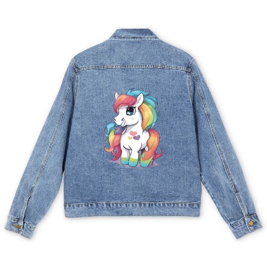 Rainbow Baby Pony Men's Denim Jackets