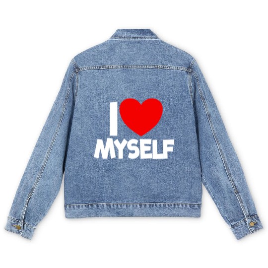 I Love Myself Red Heart Self Love Affirmation Men's Denim Jackets